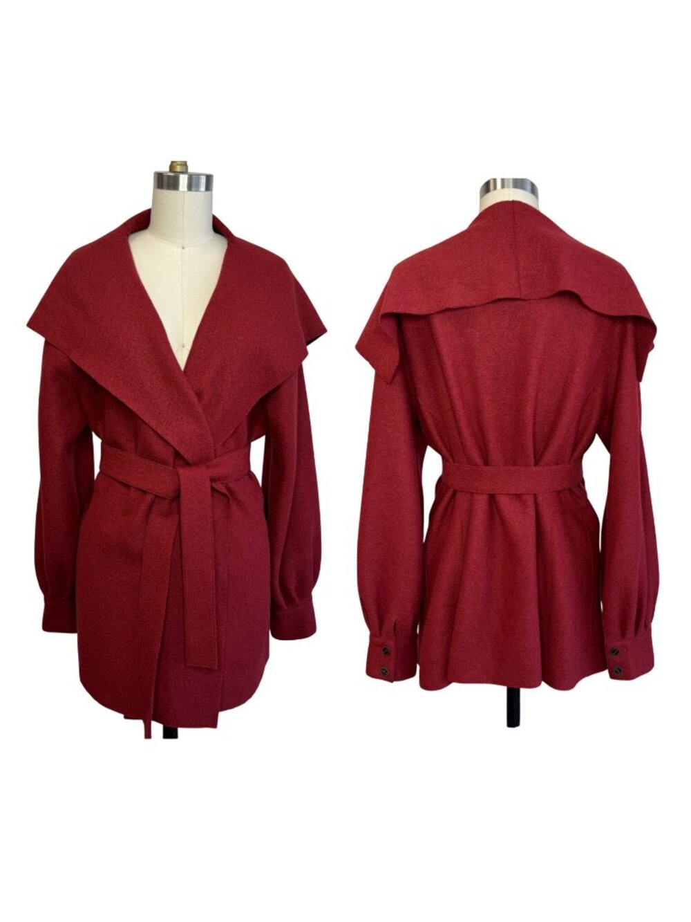 Beyond Threads Burgundy Alpaca/Wool Made in Peru Shawl collar Coat Women's sz L